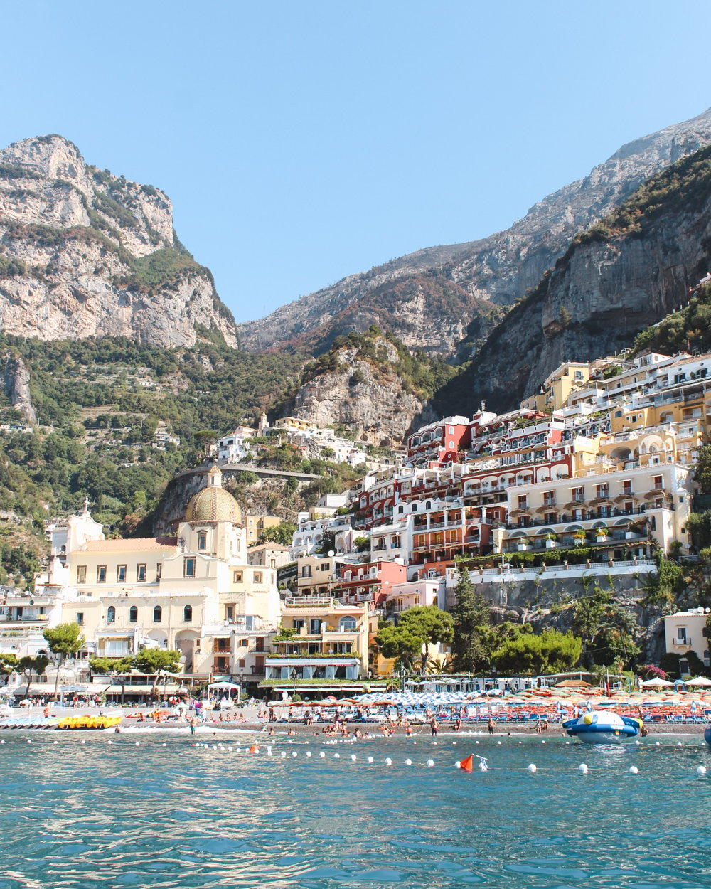 View of Positano from a boat