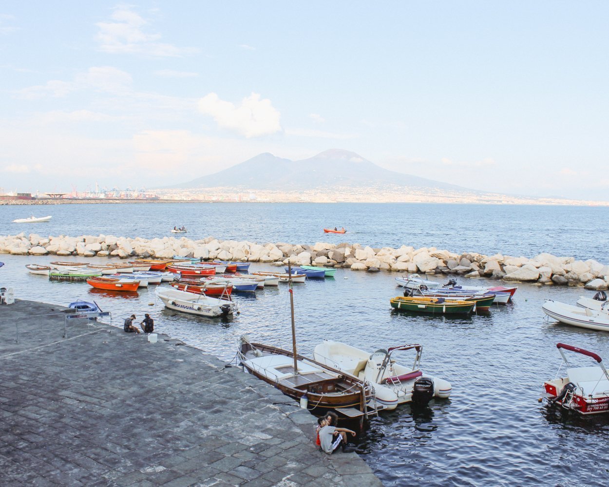 Sea view of the Gulf of Naples with Vesuvius