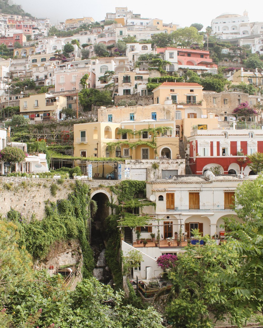 Positano buildings and tunnel